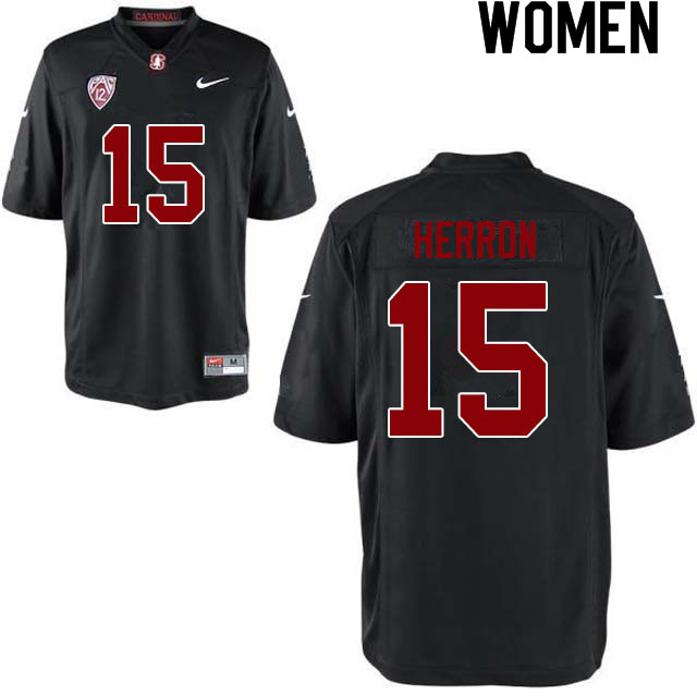 Women #15 Stephen Herron Stanford Cardinal College Football Jerseys Sale-Black - Click Image to Close